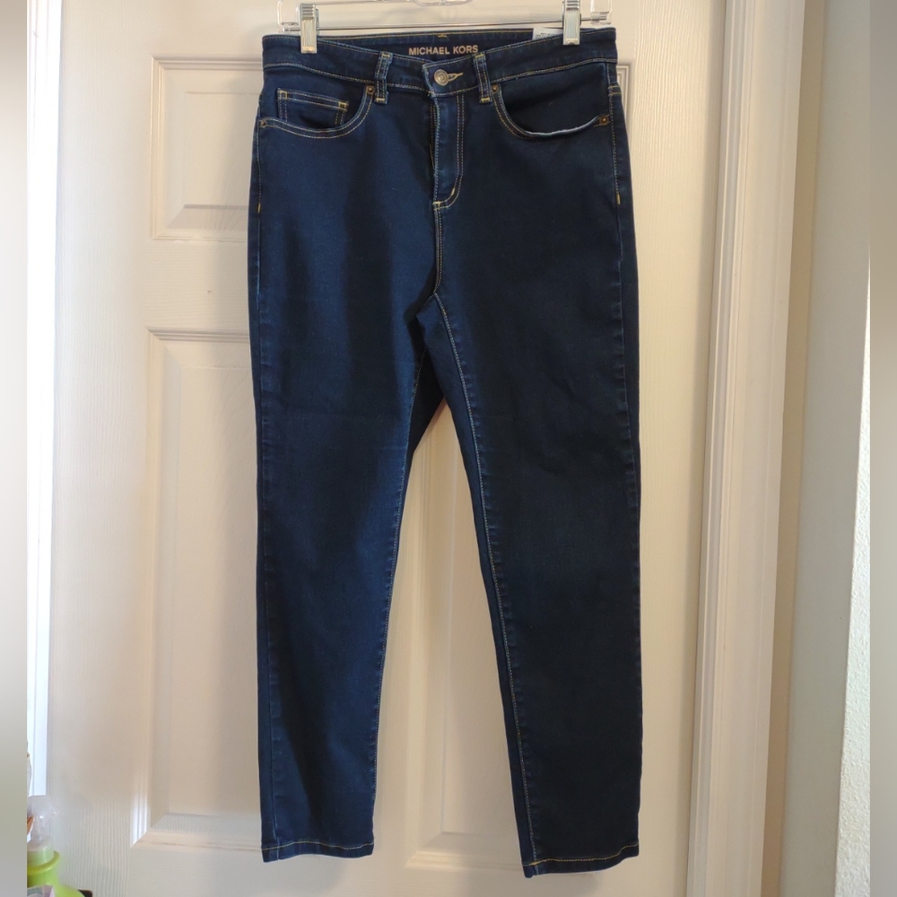 Michael Kors Izzy Cropped Skinny Jeans   Denim Womens Size 8 Dark Wash Stretch